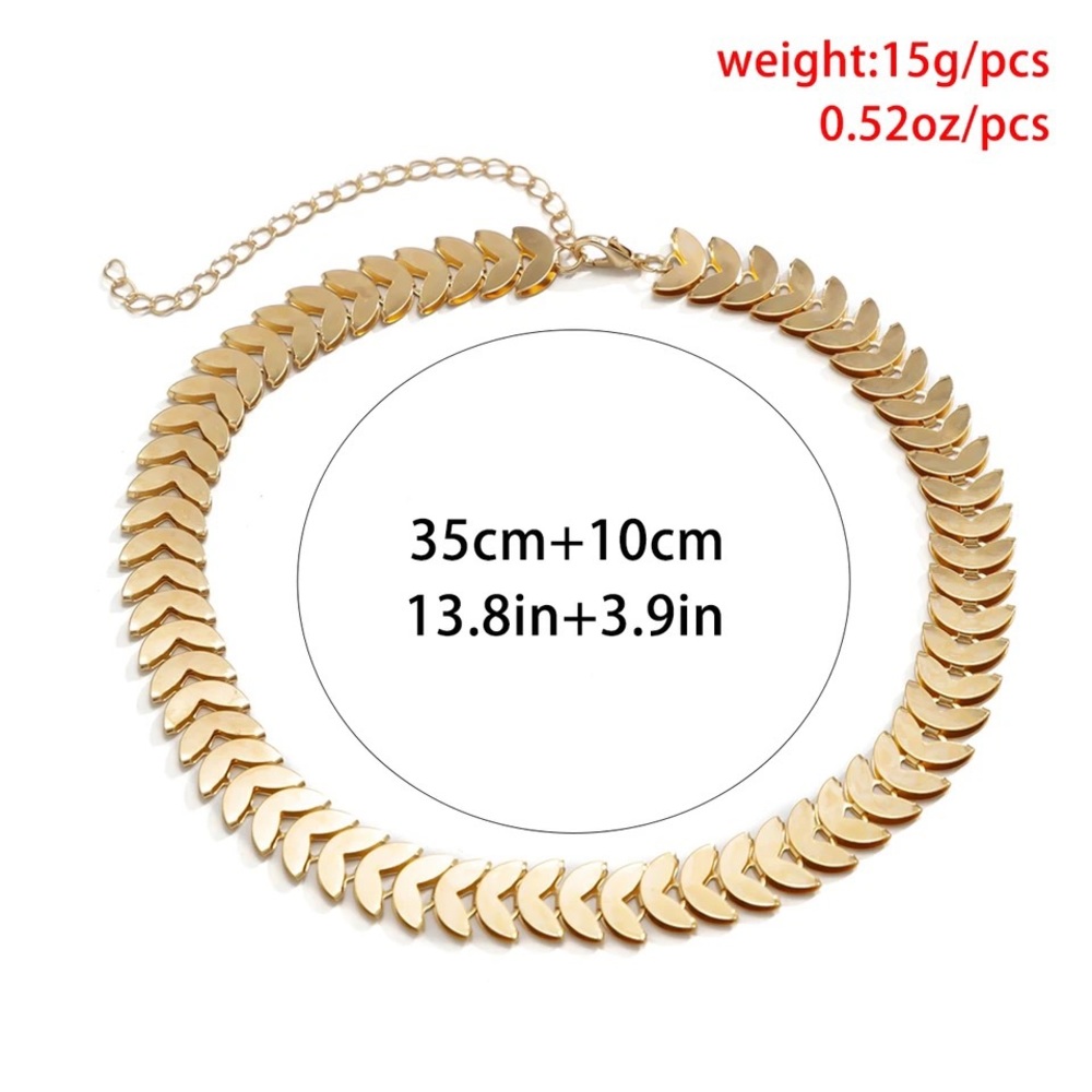 Gold color choker Necklace for women - Picture 5 of 6
